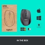 Logitech Customizable Mouse M705 ratón Oficina mano derecha RF inalámbrico Óptico 1000 DPI antracita, mano derecha, Óptico, RF inalámbrico, 1000 DPI, Carbón vegetal