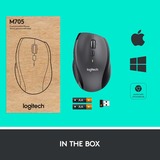 Logitech Marathon M705 ratón Oficina mano derecha RF inalámbrico Óptico 1000 DPI antracita, mano derecha, Óptico, RF inalámbrico, 1000 DPI, Carbón vegetal