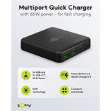 goobay Cargador de mesa multipuerto USB-C, PD, GaN, 65 vatios negro