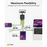 goobay Cargador de mesa multipuerto USB-C, PD, GaN, 65 vatios negro