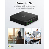 goobay Cargador de mesa multipuerto USB-C, PD, GaN, 65 vatios negro