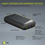 goobay Powerbank de carga rápida 20.000 mAh, Banco de potencia negro