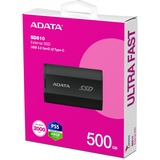 ADATA SD810 500 GB USB Tipo C USB 3.2 Gen 2x2 Negro, Unidad de estado sólido negro, 500 GB, USB Tipo C, USB 3.2 Gen 2x2, 2000 MB/s, Negro