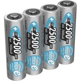 Ansmann 2500mAh AA maxE plus Níquel-metal hidruro (NiMH), Batería plateado, AA, Níquel-metal hidruro (NiMH), 1,2 V, 2500 mAh, 14,5 x 14,5 x 50,5 mm