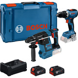 Bosch Kit combinado atornillador inalámbrico 18 voltios 65 + martillo perforador 18 voltios 26 con 2 baterías 5 Ah y cargador, Conjuntos Kit