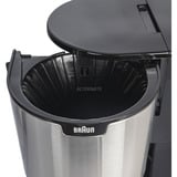 Braun IDCollection KF1505 BK Cafetera de filtro 1,2 L negro/Acero fino, Cafetera de filtro, 1,2 L, De café molido, 1000 W, Negro