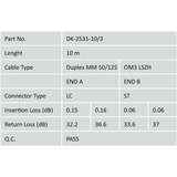 Digitus Cable de parche LWL, dúplex, conector LC > ST, multimodo OM3 turquesa