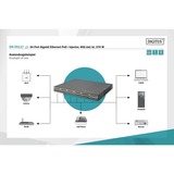 Digitus Inyector 24 puertos/Ethernet/PoE+ 370W, Interruptor/Conmutador negro