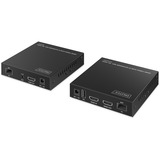 Digitus Set extensor KVM IP de fibra HDMI, Switch KVM negro