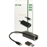 Inter-Tech Adaptador USB Argus IT-732, conector USB-C > toma RJ-45 negro