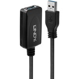 Lindy 43155 cable USB USB 3.2 Gen 1 (3.1 Gen 1) 5 m USB A Negro, Cable alargador negro, 5 m, USB A, USB A, USB 3.2 Gen 1 (3.1 Gen 1), 5 Gbit/s, Negro