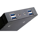 SilverStone FP32-E tarjeta y adaptador de interfaz Interno USB 3.2 Gen 1 (3.1 Gen 1), Panel frontal negro, Paralelo, USB 3.2 Gen 1 (3.1 Gen 1), Audio in, Auoio out, Negro, 101,6 mm, 120 mm