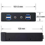 SilverStone FP32-E tarjeta y adaptador de interfaz Interno USB 3.2 Gen 1 (3.1 Gen 1), Panel frontal negro, Paralelo, USB 3.2 Gen 1 (3.1 Gen 1), Audio in, Auoio out, Negro, 101,6 mm, 120 mm