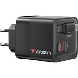 Verbatim GaN Charger 65W Universal Negro Corriente alterna Carga rápida Interior, Cargador negro, Interior, Corriente alterna, 20 V, 0,8 m, Negro