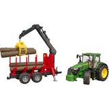 bruder John Deere 7R 350 con remolque de arrastre, Automóvil de construcción verde/Rojo