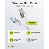 goobay Cable adaptador Ethernet USB-A 3.2 Gen1 > RJ-45, Slim blanco