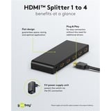 goobay Divisor HDMI 1 a 4 (4K @ 30Hz), Splitter HDMI negro