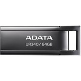 ADATA UR340 unidad flash USB 64 GB USB tipo A 3.2 Gen 2 (3.1 Gen 2) Negro, Lápiz USB níquel, 64 GB, USB tipo A, 3.2 Gen 2 (3.1 Gen 2), 100 MB/s, Tapa, Negro