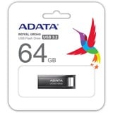 ADATA UR340 unidad flash USB 64 GB USB tipo A 3.2 Gen 2 (3.1 Gen 2) Negro, Lápiz USB níquel, 64 GB, USB tipo A, 3.2 Gen 2 (3.1 Gen 2), 100 MB/s, Tapa, Negro
