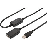 Digitus Cable de extensión USB 2.0 activo, 20 metros, Cable alargador negro