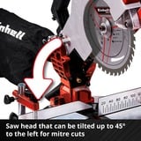 EINHELL TE-MS 18/210 Li-Solo 3000 RPM, Sierras de corte a inglete y a bisel rojo/Negro, 3000 RPM, 104,2 dB, 91,2 dB, 3 dB, Batería, Ión de litio