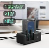 ICY BOX IB-2924MSCL-C31 USB 3.2 Gen 2 (3.1 Gen 1) Type-C Negro, Estación de acoplamiento negro, Unidad de disco duro, SSD, M.2, SATA, 2.5,3.5,M.2, USB 3.2 Gen 2 (3.1 Gen 1) Type-C, Negro, Aluminio, Plástico