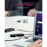 ICY BOX IB-HUB1436-CPD Alámbrico USB 3.2 Gen 2 (3.1 Gen 2) Type-A Negro, Hub USB negro, Alámbrico, USB 3.2 Gen 2 (3.1 Gen 2) Type-A, 100 W, Negro, 10 Gbit/s, Aluminio