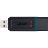 Kingston DataTraveler Unidad Flash USB 3.2 Exodia, Lápiz USB negro/Turquesa, 64 GB, USB tipo A, 3.2 Gen 1 (3.1 Gen 1), Tapa, 11 g, Negro, Turquesa