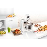 Bosch MUM58257 robot de cocina 1000 W 3,9 L Acero inoxidable, Blanco blanco/Plateado, 3,9 L, Acero inoxidable, Blanco, 1,25 L, Mezcla, 2,7 kg, Acero inoxidable