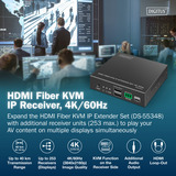 Digitus Receptor KVM IP de fibra HDMI, Switch KVM negro