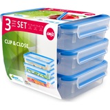 Emsa 515645 recipiente de almacenar comida Rectangular Caja 1,2 L Transparente 3 pieza(s) transparente/Azul, Caja, Rectangular, 1,2 L, Transparente, Polipropileno (PP), Elastómero termoplástico (TPE), Alemania