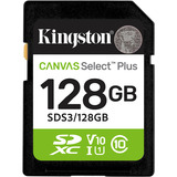 Kingston 128 GB SDXC Canvas Select Plus Gen3 150 MB/s C10 UHS-I U1 V10, Tarjeta de memoria 128 GB, SD, Clase 10, UHS-I, 150 MB/s, Class 1 (U1)