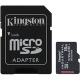 Kingston Tarjeta 16GB microSDHC Industrial C10 A1 pSLC + adaptador SD, Tarjeta de memoria negro, 16 GB, MicroSDHC, Clase 10, UHS-I, 100 MB/s, 80 MB/s
