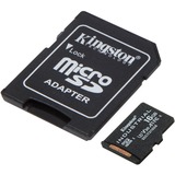 Kingston Tarjeta 16GB microSDHC Industrial C10 A1 pSLC + adaptador SD, Tarjeta de memoria negro, 16 GB, MicroSDHC, Clase 10, UHS-I, 100 MB/s, 80 MB/s
