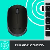 Logitech M171 Black-K ratón Ambidextro RF inalámbrico Óptico 1000 DPI negro/Gris, Ambidextro, Óptico, RF inalámbrico, 1000 DPI, Negro