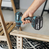 Makita Taladro atornillador a batería con sistema de cabezal intercambiable DDF491Z, 18 Voltios, Taladro/destornillador azul/Negro