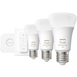 Philips Hue Kit de inicio: 3 bombillas inteligentes E27 (1100) + regulador de intensidad, Lámpara LED Philips Hue White and Color ambiance Kit de inicio: 3 bombillas inteligentes E27 (1100) + regulador de intensidad, Kit de iluminación inteligente, Blanco, Bluetooth/Zigbee, LED integrado, E27, 2000 K