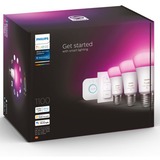 Philips Hue Kit de inicio: 3 bombillas inteligentes E27 (1100) + regulador de intensidad, Lámpara LED Philips Hue White and Color ambiance Kit de inicio: 3 bombillas inteligentes E27 (1100) + regulador de intensidad, Kit de iluminación inteligente, Blanco, Bluetooth/Zigbee, LED integrado, E27, 2000 K