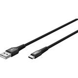 goobay Cable textil USB 2.0 supersuave, conector USB-A > conector USB-C negro
