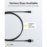 goobay Cable textil USB 2.0 supersuave, conector USB-A > conector USB-C negro