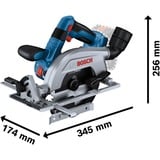 Bosch GKS 18V-57-2 L PROFESSIONAL 16,5 cm Negro, Azul, Plata 5000 RPM, Sierra circular azul/Negro, Madera, Negro, Azul, Plata, Sin escobillas, 16,5 cm, 5000 RPM, 5,7 cm