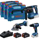 Bosch Set profesional 18V, GBH 18V-22 + GSR 18V-65 + GWS 18V-8 Professional, Kit de herramientas azul