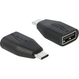 DeLOCK 66528 cambiador de género para cable USB Type-C USB tipo A Negro, Adaptador negro, USB Type-C, USB tipo A, Negro