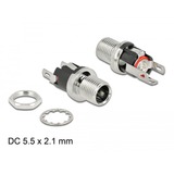 DeLOCK Conector DC 5,5 x 2,1 x 12,0mm hembra para montaje, Enchufe 