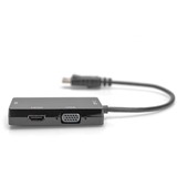 Digitus Adaptador/convertidor 3 en 1 DisplayPort > DisplayPort + HDMI + DVI + VGA negro