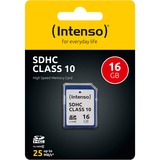 Intenso 3411470 memoria flash 16 GB SDHC Clase 10, Tarjeta de memoria 16 GB, SDHC, Clase 10, 25 MB/s, Resistente a golpes, Resistente a la temperatura, A prueba de rayos X, Negro