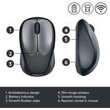 Logitech M235 ratón Ambidextro RF inalámbrico Óptico 1000 DPI negro/Gris, Ambidextro, Óptico, RF inalámbrico, 1000 DPI, Gris