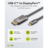 goobay Cable adaptador USB, conector USB-C > conector DisplayPort, 4K 60Hz negro/Plateado