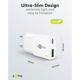 goobay Cargador rápido dual USB-C PD GaN Slim 30 W blanco