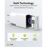 goobay Cargador rápido dual USB-C PD GaN Slim 30 W blanco